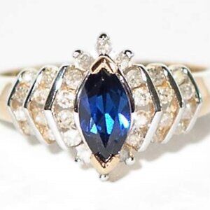 10Kt Yellow Gold Sapphire and Diamond Ring